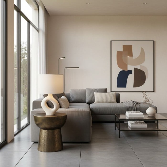 Ceruna bordslampa med keramisk kropp och texturerad finish för sovrum eller vardagsrum HL2386