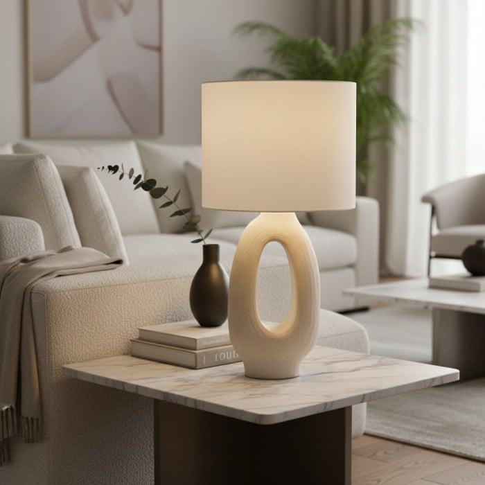 Ceruna bordslampa med keramisk kropp och texturerad finish för sovrum eller vardagsrum HL2386