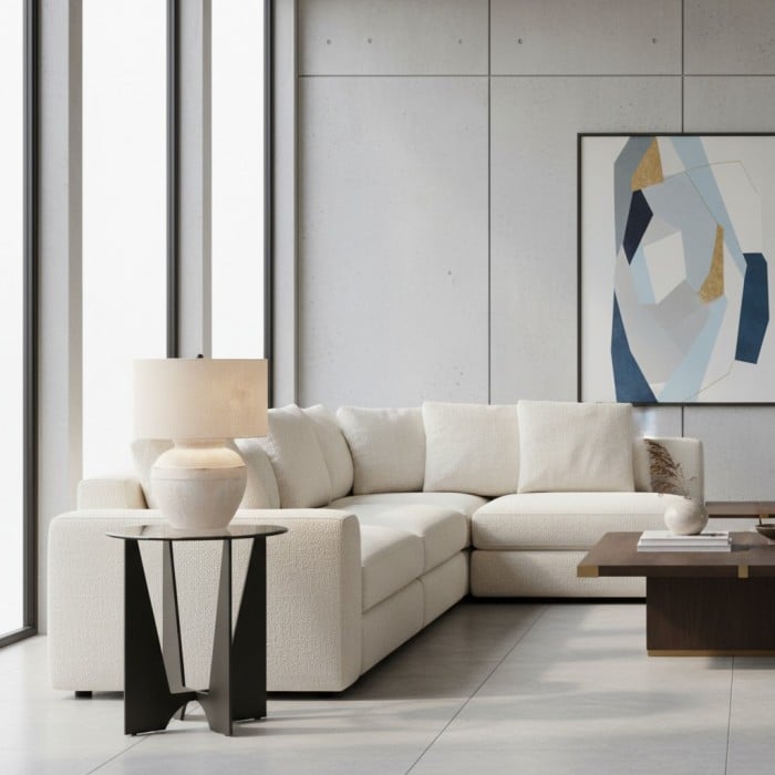 Lámpara de mesa Ceruna con base de cerámica texturizada y brillo suave para mesita de noche de dormitorio HL2385