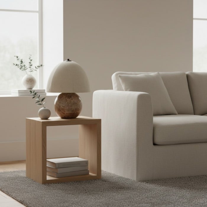 Lámpara de mesa Cordove con base esférica escultural, artística, pantalla de lino, para dormitorio y sala de estar HL2280