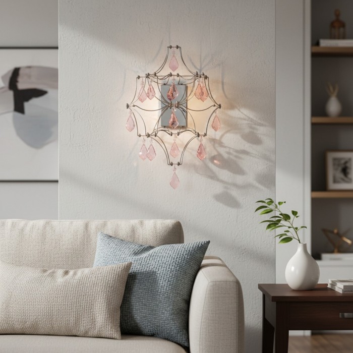 Aplique de pared en cascada de cristal Crynora: luz LED con efecto luciérnaga brillante para dormitorio o sala de estar HL2334