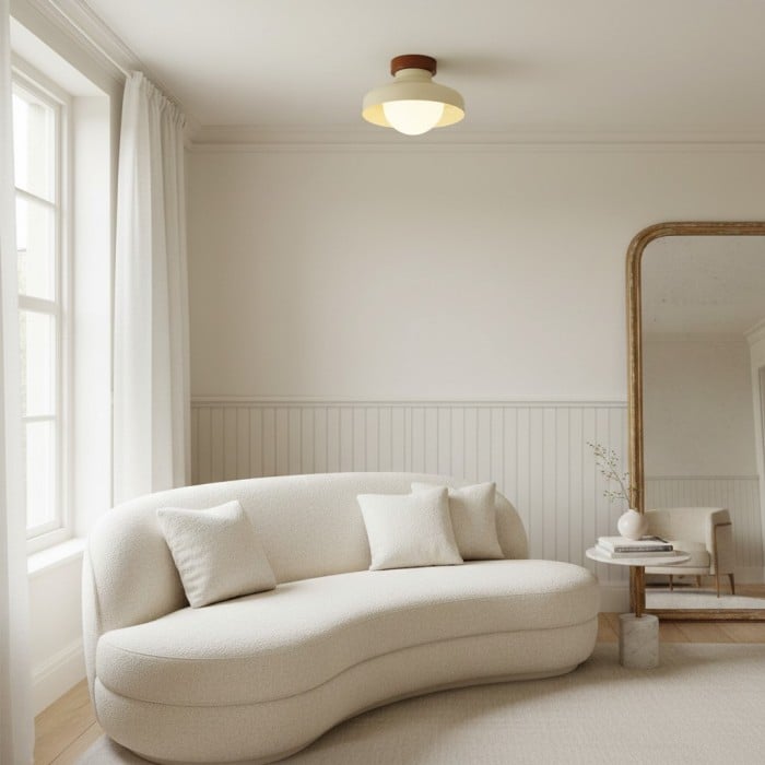 Lámpara de techo moderna Elystra con pantalla de vidrio minimalista y aplique metálico para sala de estar, cocina y pasillo