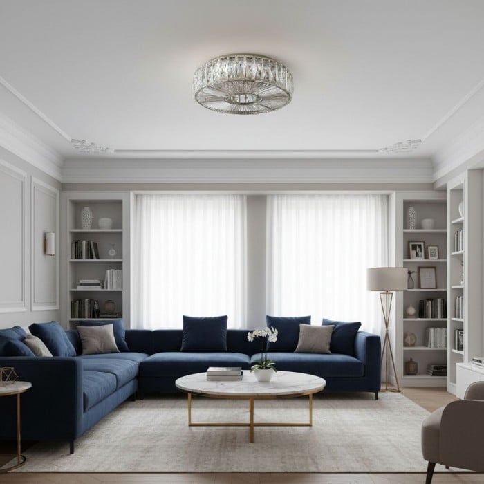 Plafonnier rond Glomar en verre - Finition verre et métal moderne pour espaces de vie HL2332