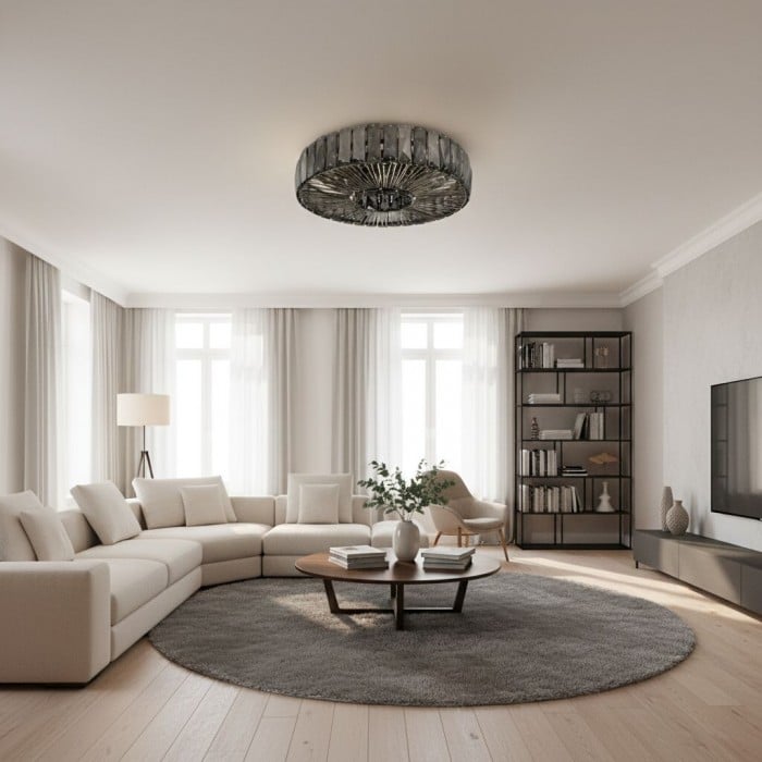 Plafonnier rond Glomar en verre - Finition verre et métal moderne pour espaces de vie HL2332