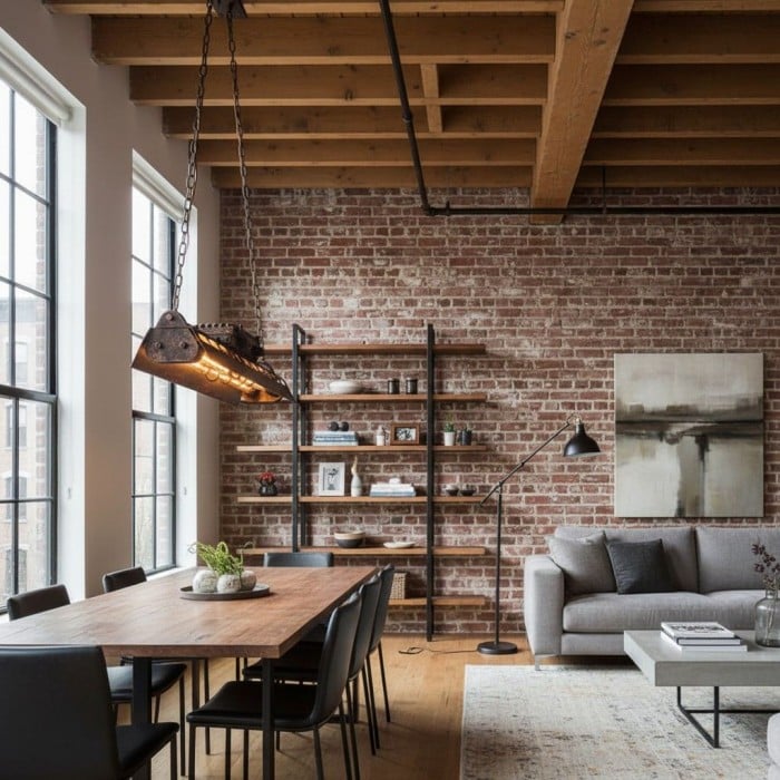 Lámpara de araña lineal Steampunk Industrax - Iluminación vintage con marco de metal para comedor o sala de estar HL2306