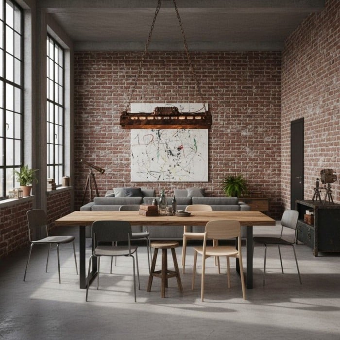 Lámpara de araña lineal Steampunk Industrax - Iluminación vintage con marco de metal para comedor o sala de estar HL2306