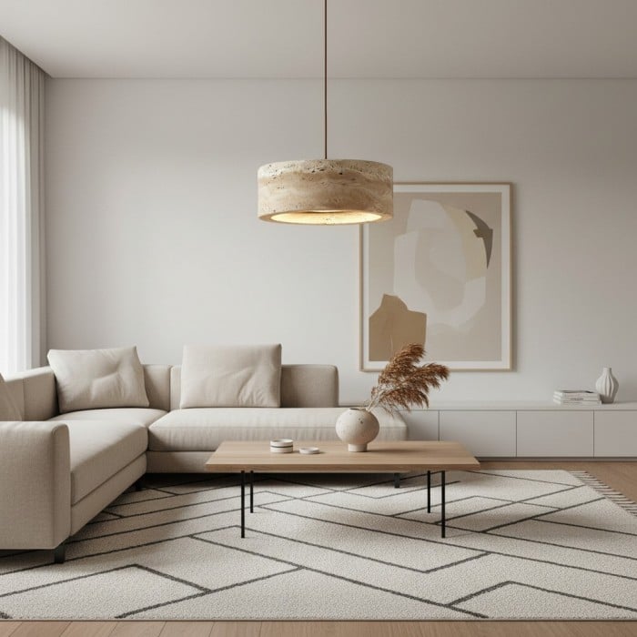 Kairis Travertine Natural Stone Pendant Light - Vintage Style Lighting for Dining and Living Spaces HL2343