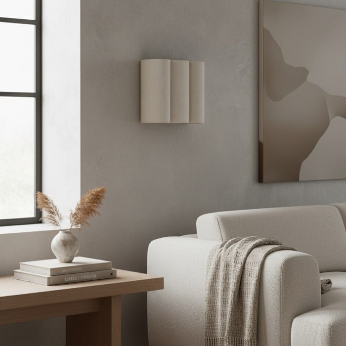 Linbron Vägglampa i linne med naturlig tygskärm, modern vägglampa för sovrum HL2283