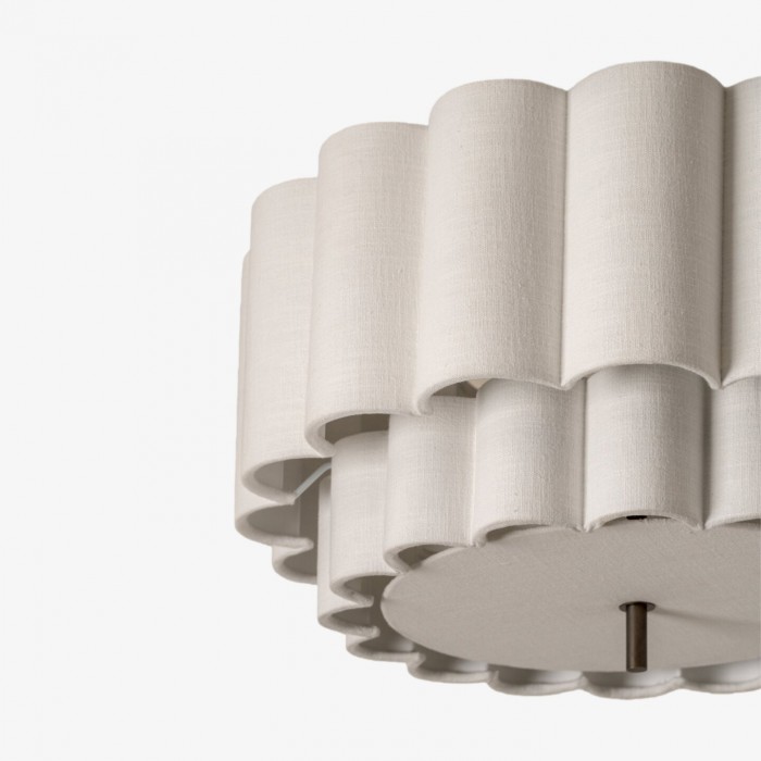 Lámpara de techo moderna Linbron Flush Lighting con pantalla de lino festoneado y acabado en bronce para comedor HL2284