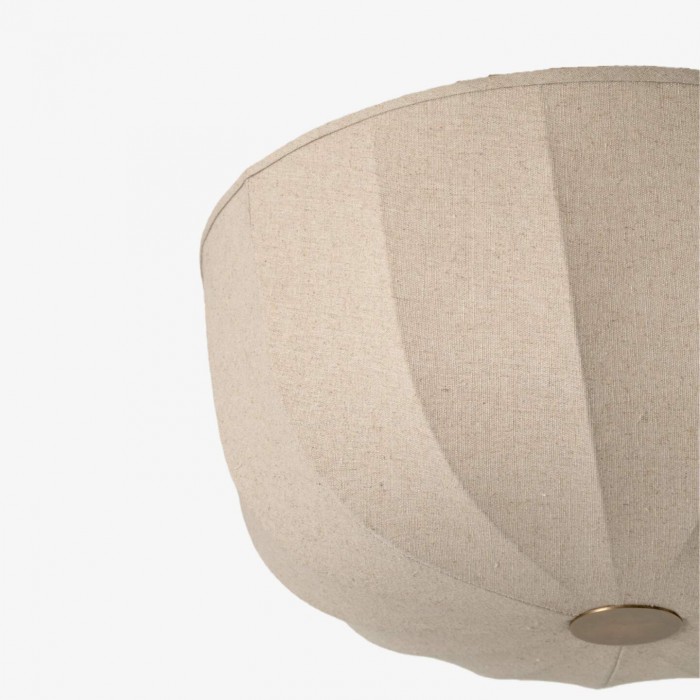 Loomis Flush Ceiling Lamp – Textured Linen Shade and Aged Brass Modern Ceiling Light for Living Rooms HL2285
