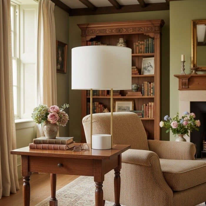 Luma Minimalistische Industriële Tafellamp en Vloerlamp – Metalen Frame met Zachte Stoffen Kap voor Thuis en Kantoor HL2400