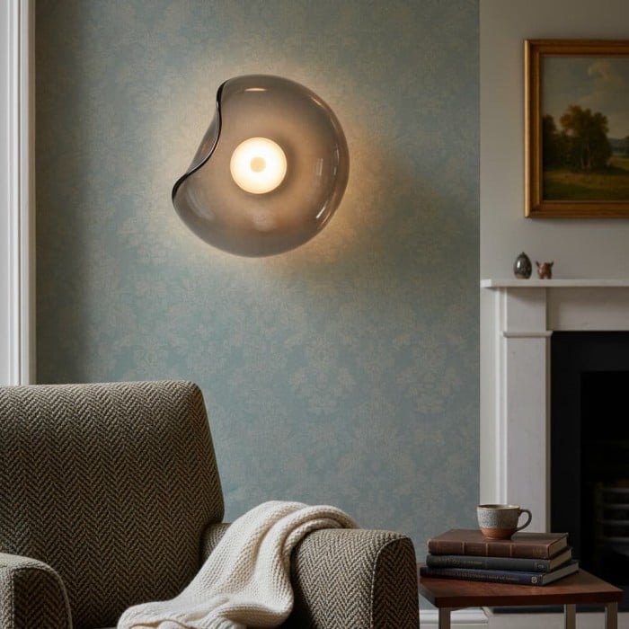 Lunacrest Curved Nebula Inspired Wall Light – Artistic Glass Lighting for Hallway HL2362