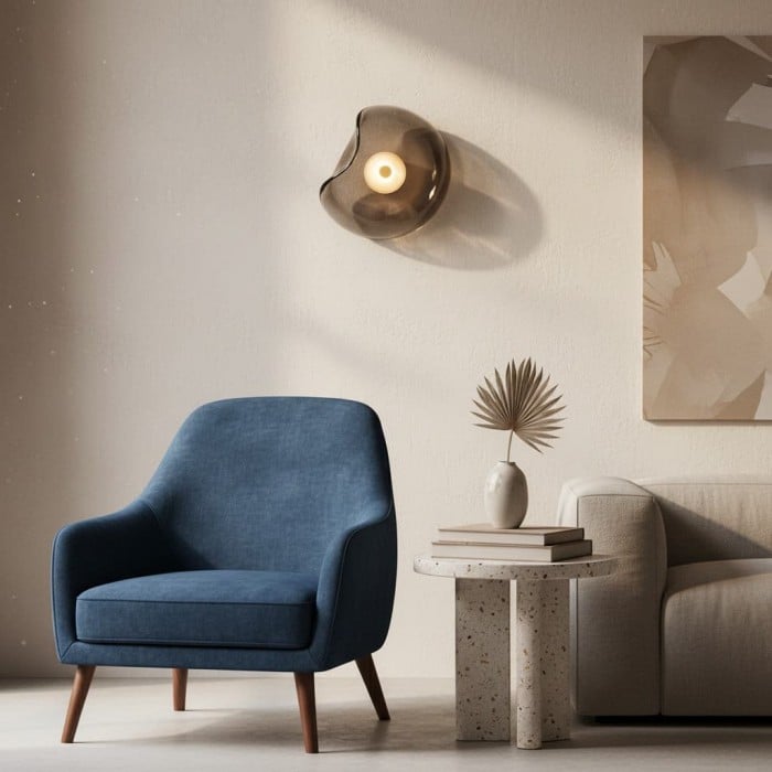 Lunacrest Curved Nebula Inspired Wall Light – Artistic Glass Lighting for Hallway HL2362