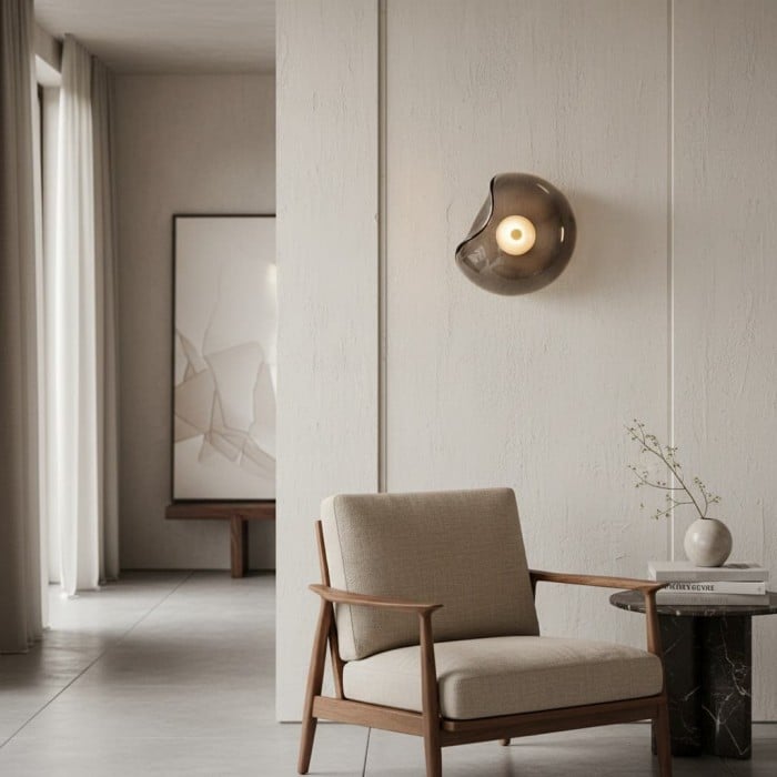 Lunacrest Curved Nebula Inspired Wall Light – Artistic Glass Lighting for Hallway HL2362