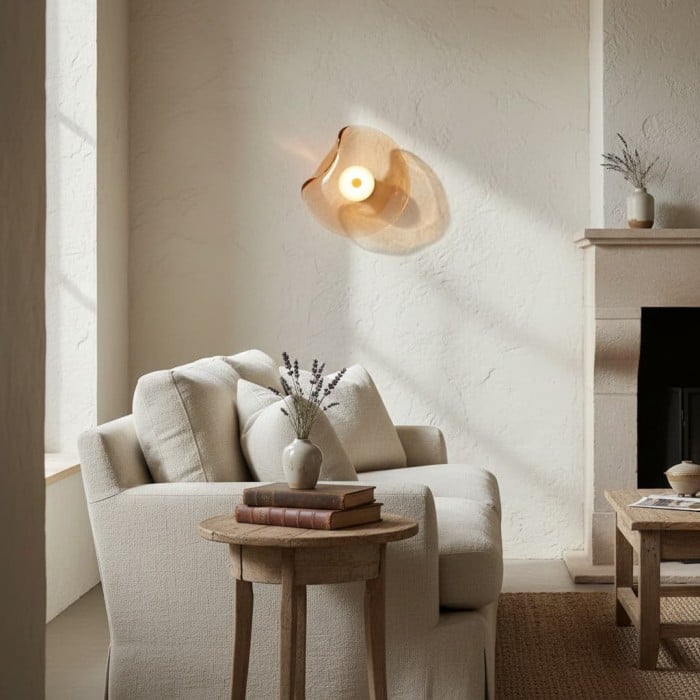 Lunacrest Curved Nebula Inspired Wall Light – Artistic Glass Lighting for Hallway HL2362