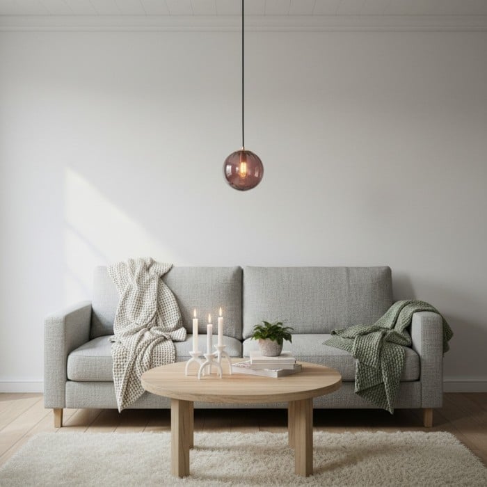 Lunorie Iron Metal Glass Globe Pendant Light – Sculpted Adjustable Pendant for Dining Spaces HL2351