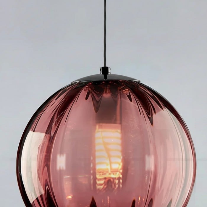 Lunorie Iron Metal Glass Globe Pendant Light – Sculpted Adjustable Pendant for Dining Spaces HL2351
