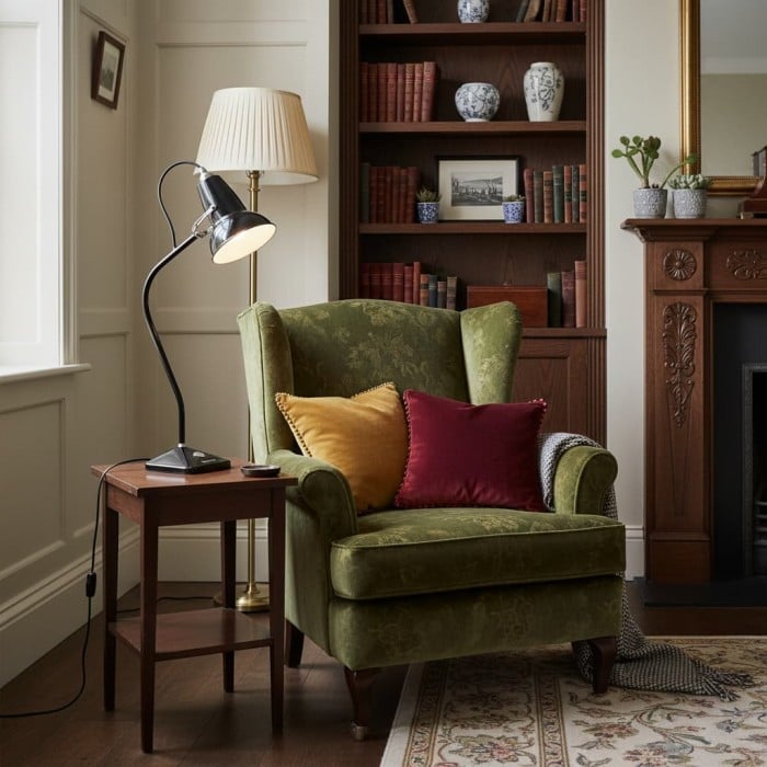 Lampa stołowa Modryx Mini – podstawa piramidy, klasyczny design do domu HL2354