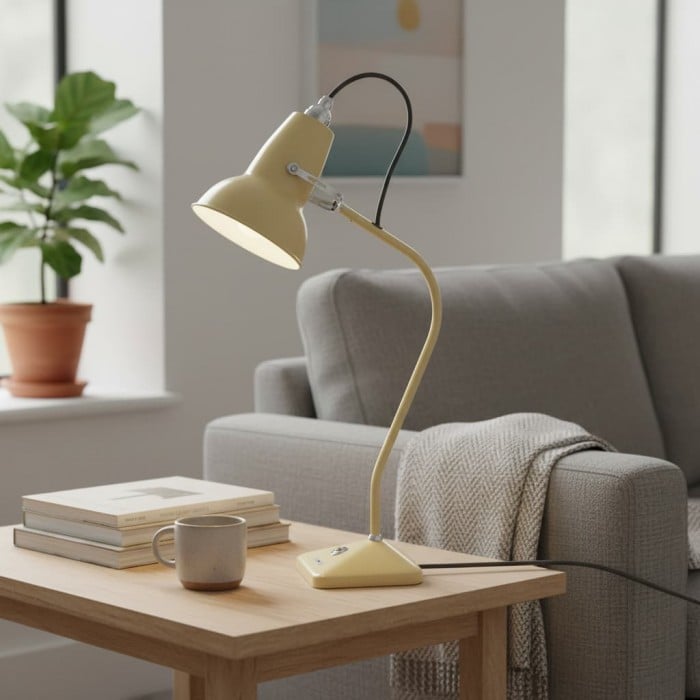 Lampa stołowa Modryx Mini – podstawa piramidy, klasyczny design do domu HL2354