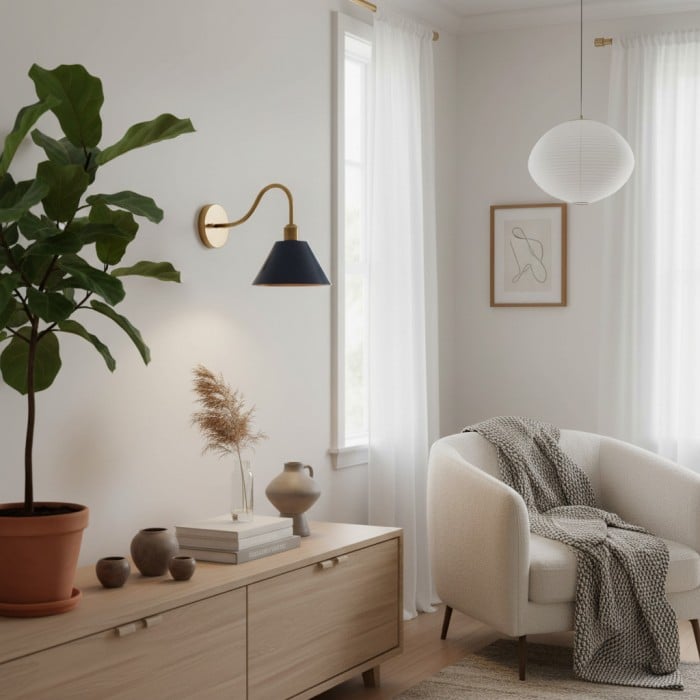 Narix taps toelopende metalen wandlamp - Strak industrieel ontwerp in eigentijdse stijl voor slaapkamer en woonkamer HL2333