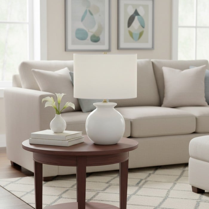 Nowoczesna lampa akcentowa Noria – ceramiczna kula do sypialni i gabinetu HL2291