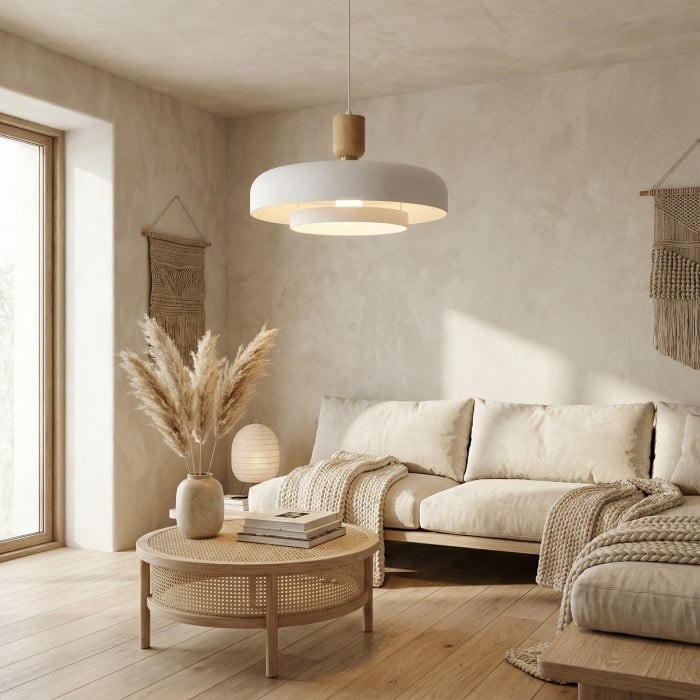 Orbulis Natural Wood Grain Circular Pendant – Modern Minimalist Light for Islands and Foyers HL2366