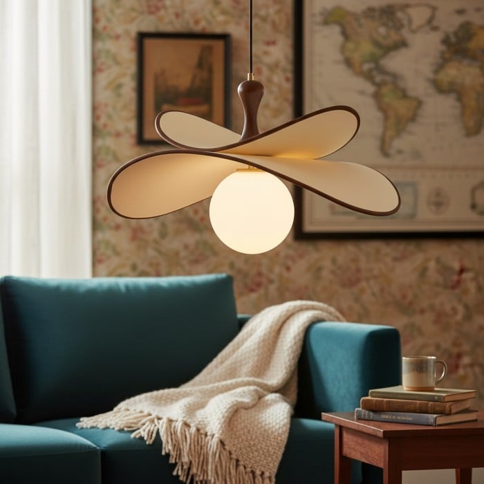 Orrise Floating Glass Globe Pendant with Metal Accents - Modern Minimalist lights for Kitchen and Dining Rooms HL2346