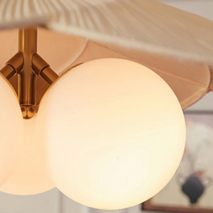 Lustre suspendu Orrise d'inspiration vintage à 3 lumières - Détails en bois, métal et tissu - Éclairage d'intérieur HL2331