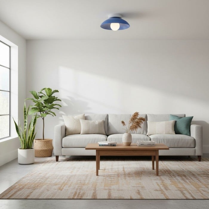 Ovalune plafondlamp met organische textuur, sculpturaal ontwerp, vlakke montage - moderne stijl voor de woonkamer HL2323