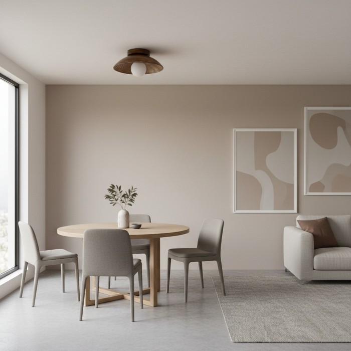 Ovalune plafondlamp met organische textuur, sculpturaal ontwerp, vlakke montage - moderne stijl voor de woonkamer HL2323