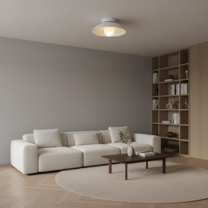 Ovalune plafondlamp met organische textuur, sculpturaal ontwerp, vlakke montage - moderne stijl voor de woonkamer HL2323