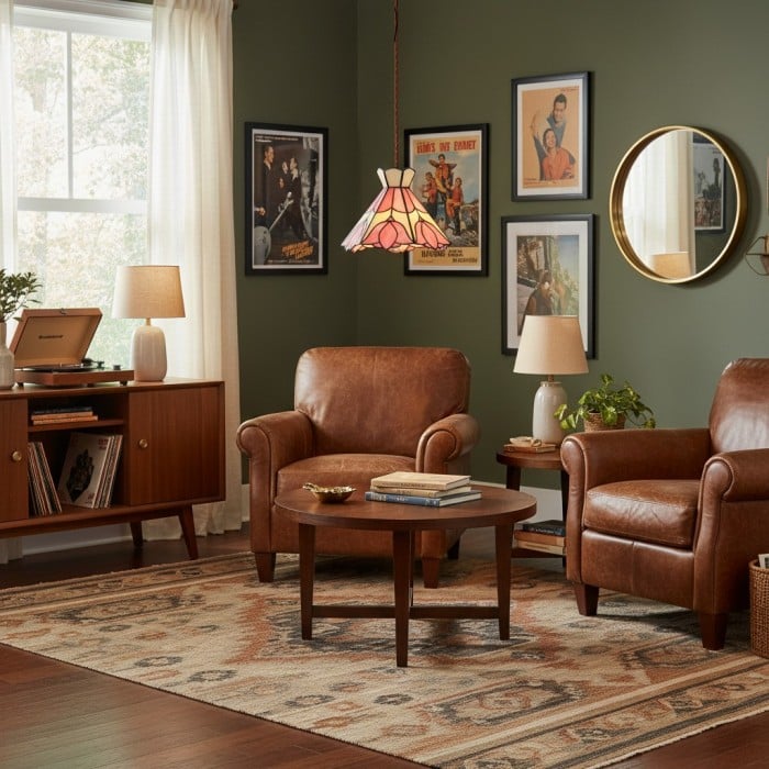 Sevra Floral Stained Glass Pendant Light Tiffany Inspired Hanging Ceiling Lamp for Living Room HL2347