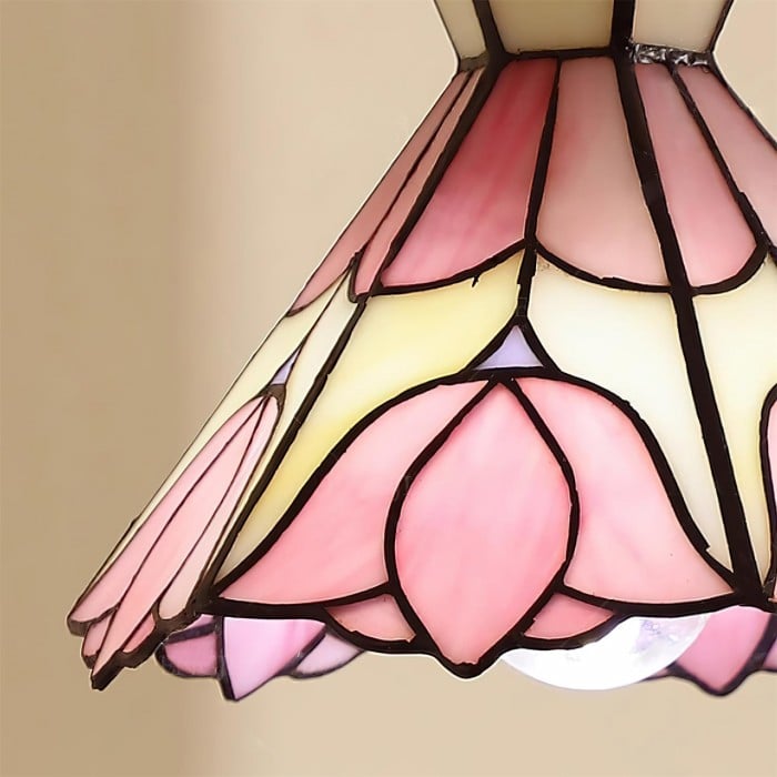 Sevra Floral Stained Glass Pendant Light Tiffany Inspired Hanging Ceiling Lamp for Living Room HL2347