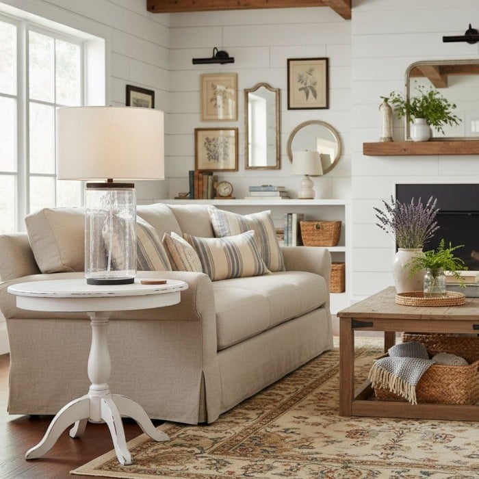 Sustaina Tafellamp van gerecycled glas - Sculpturale, onregelmatige vorm en kuststijl voor nachtkastje in de slaapkamer HL2292