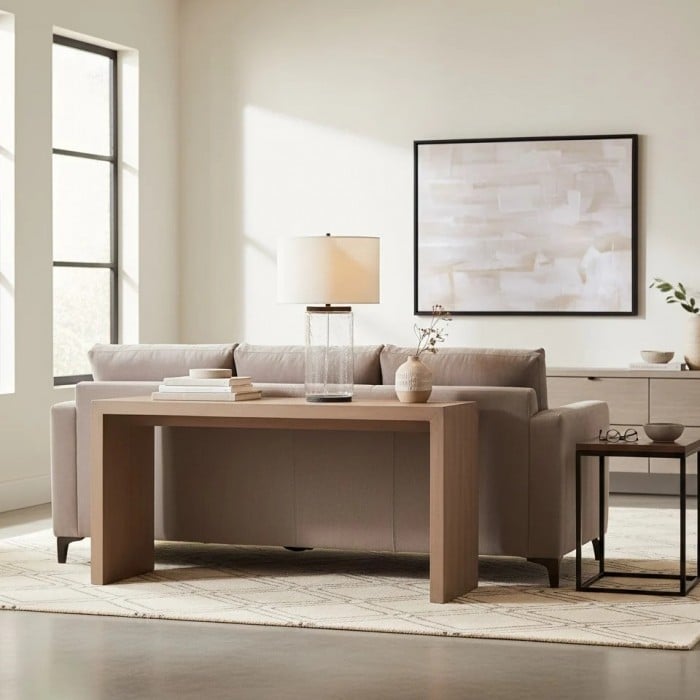 Sustaina Tafellamp van gerecycled glas - Sculpturale, onregelmatige vorm en kuststijl voor nachtkastje in de slaapkamer HL2292