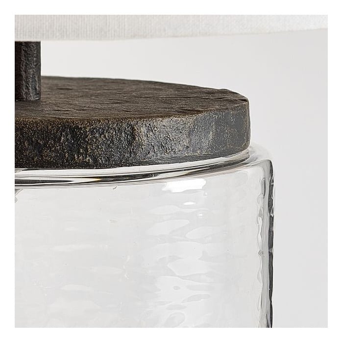 Sustaina Tafellamp van gerecycled glas - Sculpturale, onregelmatige vorm en kuststijl voor nachtkastje in de slaapkamer HL2292