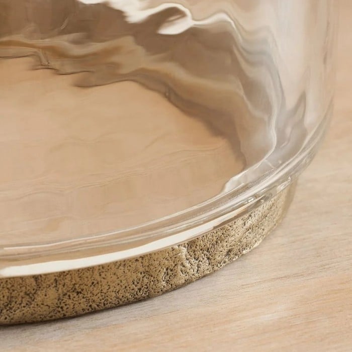 Sustaina Tafellamp van gerecycled glas - Sculpturale, onregelmatige vorm en kuststijl voor nachtkastje in de slaapkamer HL2292