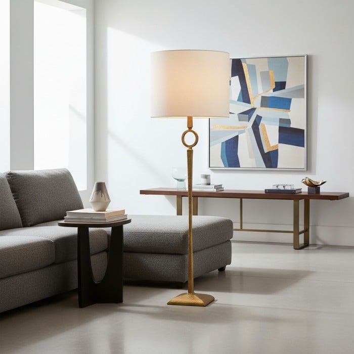 Lámpara de pie de hierro forjado Trova - Diseño unipolar para dormitorio y oficina HL2394