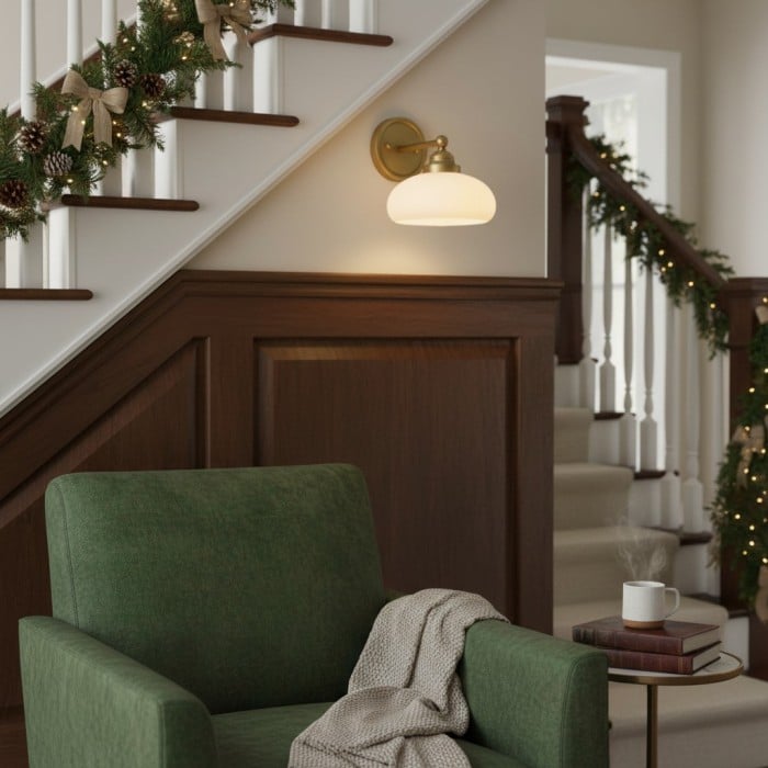 Velora Vintage Industriële Wandlamp met Glazen Kap voor Hal en Entree HL2308