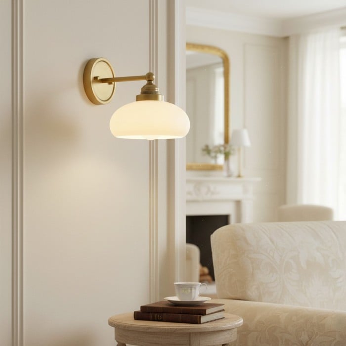 Velora Vintage Industriële Wandlamp met Glazen Kap voor Hal en Entree HL2308