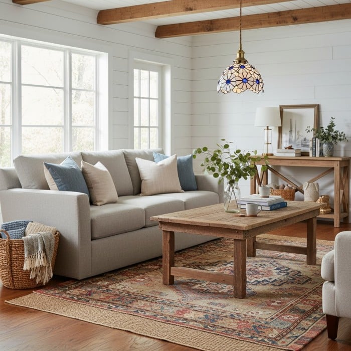 Vintage hanglamp met bloemenpatroon, decoratieve hanglamp – artistieke glazen stijl voor eetkamers HL2316