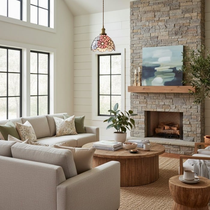 Vintage hanglamp met bloemenpatroon, decoratieve hanglamp – artistieke glazen stijl voor eetkamers HL2316