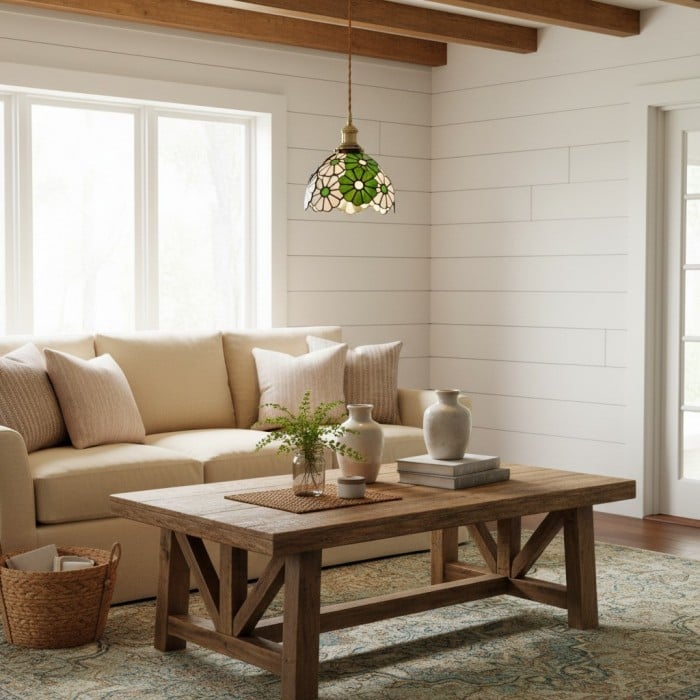 Vintage hanglamp met bloemenpatroon, decoratieve hanglamp – artistieke glazen stijl voor eetkamers HL2316