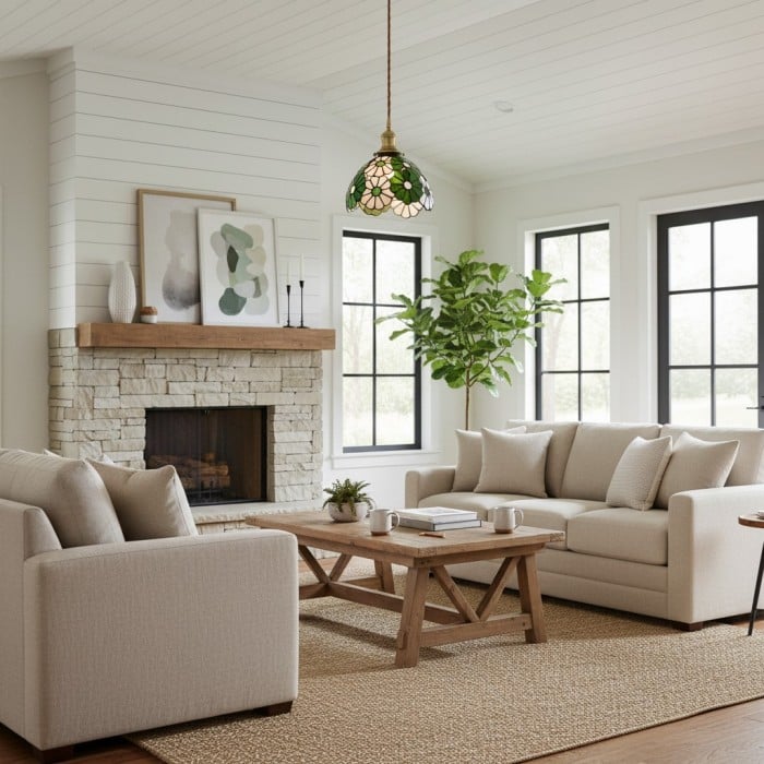 Vintage hanglamp met bloemenpatroon, decoratieve hanglamp – artistieke glazen stijl voor eetkamers HL2316