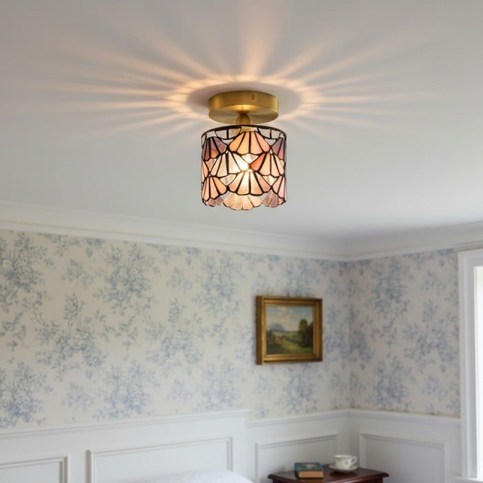 Vintagia Tiffany Style - Stained Glass Ceiling Light Decorative Pattern Ceiling Lamp for Living Room HL2345