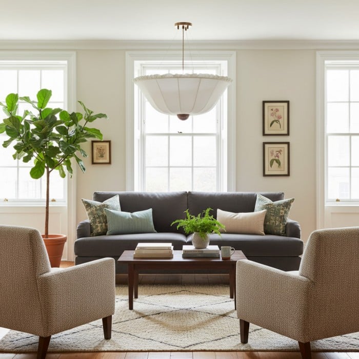 Wickara Ceiling Light Wicker Parasol Shade – Mixed-Material Ceiling Fixture for Living Room or Hallway HL2278