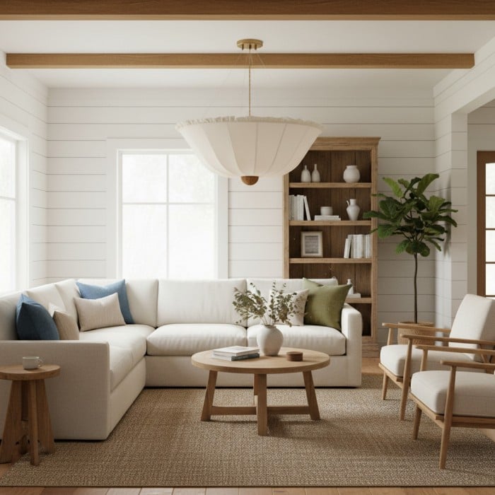 Wickara Ceiling Light Wicker Parasol Shade – Mixed-Material Ceiling Fixture for Living Room or Hallway HL2278