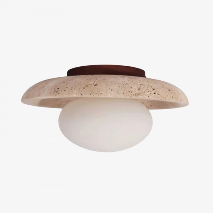 Calivra Modern Travertine Round Ceiling Light - Minimalist Flush Mount Lamp for Hallway and Bedroom HL2303