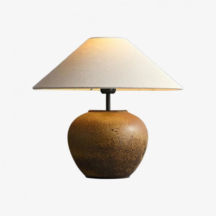 Lampa stołowa Ceravine Ceramic – Elegancka ceramiczna podstawa z abażurem z tkaniny do sypialni lub salonu HL2353