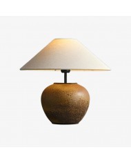Cavilon Table Lamp with Fan-Shaped Linen Shade - Stone Finishes Suitable for Living Rooms HL2281